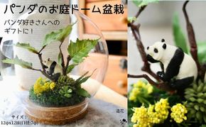 パンダのお庭ドーム盆栽 造花 アレンジ インテリア 可愛い ミニチュア アレンジメント ギフト プレゼント 誕生日 雑貨 コルク 和風アレンジ 造花アレンジ もみじ