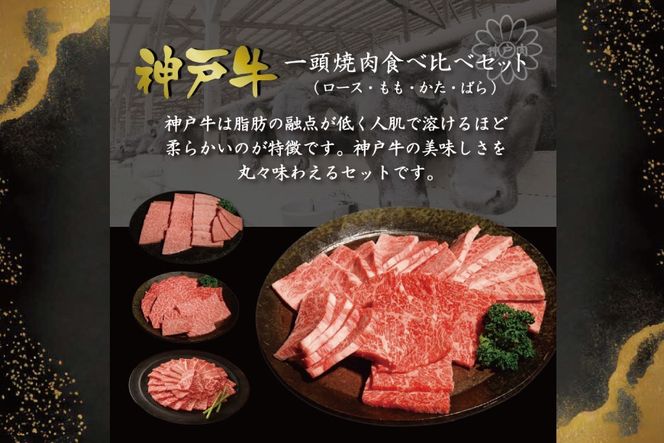 神戸牛一頭焼肉食べ比べ（800g） [肉 牛肉 神戸牛 最高級肉 神戸ビーフ 神戸肉 但馬牛 ロース もも かた ばら 食べ比べ 焼肉 お取り寄せ 加東市 兵庫県]