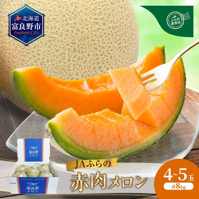 【2026年8月～発送】JAふらの 赤肉メロン 4～5玉（計8kg）富良野市 メロン フルーツ 果物