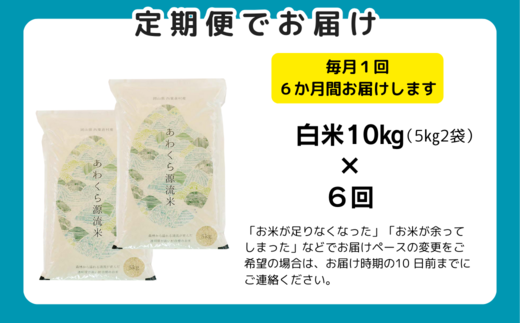 【6回定期便】白米 10kg 令和6年産 コシヒカリ 岡山 あわくら源流米 K-ag-CDCA