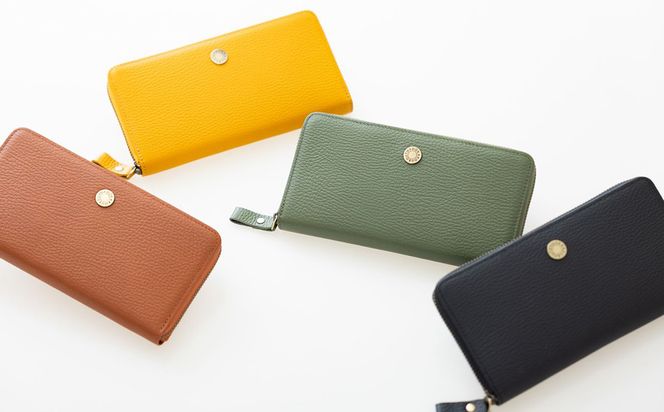 豊岡工房 牛革 コインが分けられる中身が見やすいラウンド長財布（4373）オリーブ / 長財布 ４つに仕切られた小銭入れ 部屋ごとに色分け 柔らかい メンズ レディース 財布 さいふ サイフ 国産 日本製 小田清株式会社