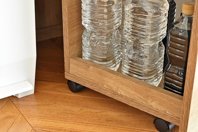 グラーデ 39 ストックカウンター NA【ナチュラル 完成品 特殊鋼板 ストック収納 ワゴン 省スペース 作業台】(H062342)