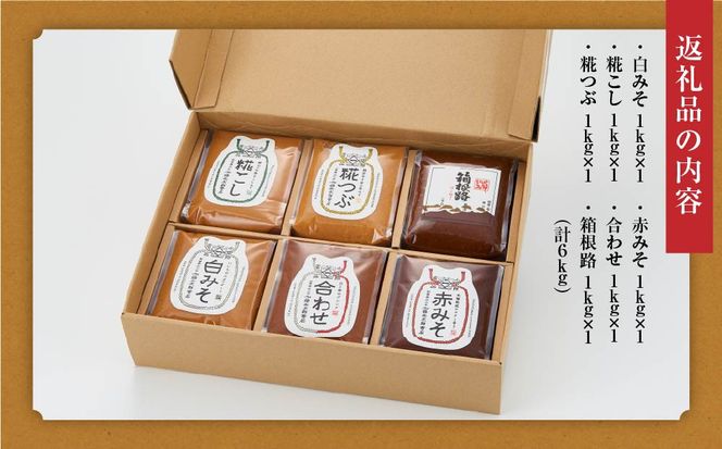いいちみそ 6種セット（計6kg)【みそ 味噌 ミソ 白みそ 糀こし 糀つぶ 赤みそ 贈答品 合わせ 箱根路 贈り物 大容量 神奈川県 小田原市 】 142069_AL001