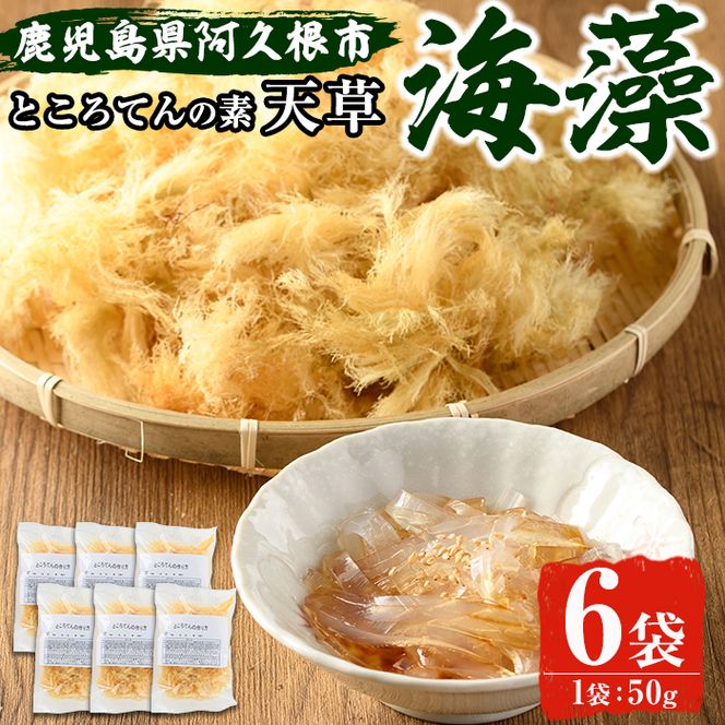 ところてんの素「天草(テングサ)」(50g×6袋)国産 鹿児島県産 心太 海藻 おかず 料理 小分け 個包装 乾物【福美丸水産】akn033-09