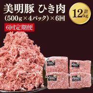 【6ヶ月定期便】【美明豚】挽肉 計2kg(約500g×4パック)｜肉 お肉 ひき肉 豚肉 挽肉 美明豚 豚 ハンバーグ 煮物 キーマカレー 定期便 茨城県 行方市(DH-21)