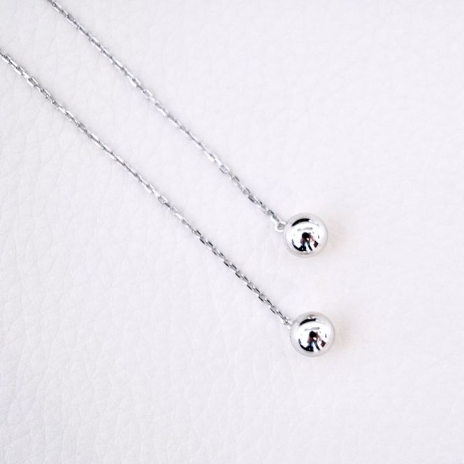 K18WG(18金) ホワイトゴールド 地金 ボール チェーン ピアス シンプル 保証書付 KO-0073 242-033-b