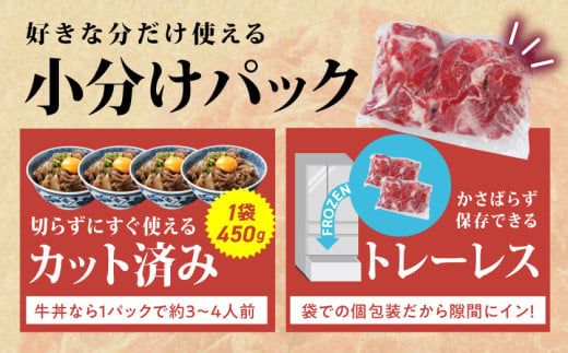 国産牛切り落とし900g_LF-3604_(都城市) 国産牛 切り落とし 切落し 450g 2袋 牛丼 炒め物 肉 おかず 食卓 料理 牛 旨味 まろやか 柔らかい