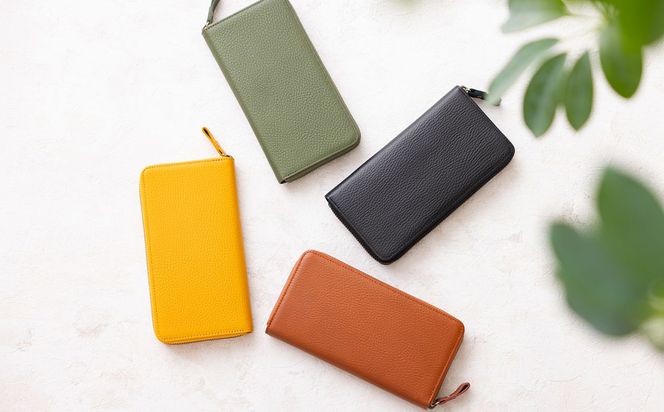 豊岡工房 牛革 ラウンド長財布（4379）イエロー / 長財布 ユニセックス 柔らかい シュリンク牛革 大きく開く 中が見やすい メンズ レディース 財布 さいふ サイフ 国産 日本製 小田清株式会社