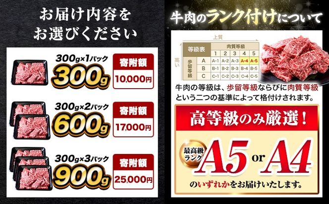 くまもと黒毛和牛 上 ロース 焼肉 切り落とし 300g 600g 900g《7-14日以内に出荷予定(土日祝除く)》熊本県 南阿蘇村 上ロース 焼肉用 黒毛和牛 焼肉 肉 お肉 和牛 300g 小分け リブロース サーロイン ふるさと納税 A4～A5等級 黒毛和牛 切り落とし---mna_fzyoursyk_7e14e_10000_300g---