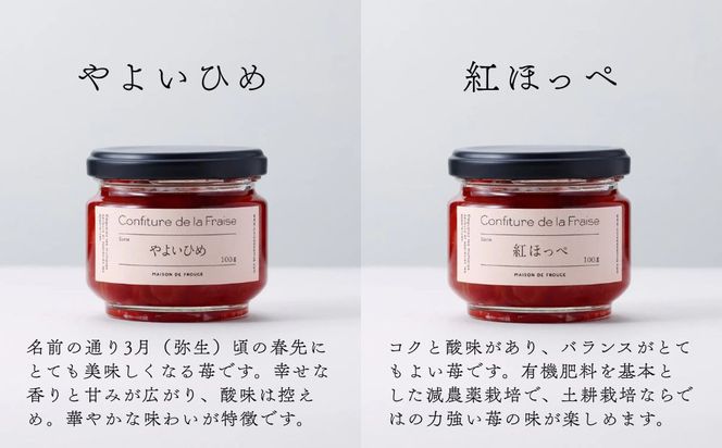 【MAISON DE FROUGE】苺専門店がお届けする季節の自家製苺ジャムセット（2種・各100g） [ 京都 いちご 苺スイーツ専門店 あまおう さちのか 紅ほっぺ おいCベリー 人気 おすすめ ジャム ギフト お取り寄せ 通販 送料無料 ふるさと納税 ] 261009_B-VV04