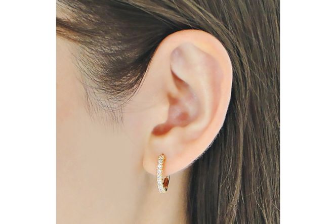 ピアス フープピアス K18YG イエローゴールド ダイヤモンド 0.35ct レディース 18金 円 丸 輪っか バネ式 キャッチレス 中折れピアス【f215-k18yg】 [株式会社オーダーメイドジュエリーメイ 山梨県 韮崎市 20743778] ジュエリー アクセサリー