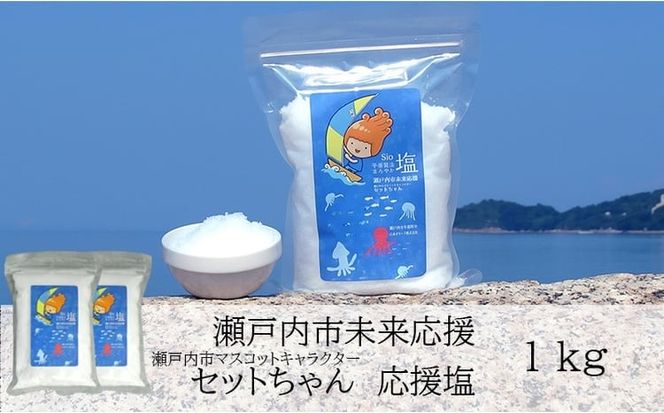 セットちゃん 応援塩 1kg(500g×2袋) 塩 フレーク塩 粗塩 調味料 岡山 瀬戸内市 [№5735-3371]