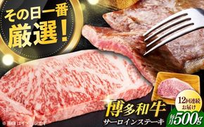 【全12回定期便】【溢れる肉汁と濃厚な旨味】博多和牛サーロインステーキセット 500g(250g×2枚)《築上町》【株式会社MEAT PLUS】[ABBP032]