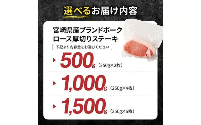 ※グラムが選べる※ 【宮崎県産】ブランドポーク　ロース厚切りステーキ  【 肉 宮崎 ステーキ 豚肉 おかず ロース 】 [B13216 B13217 B13218]