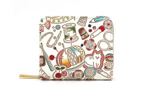 【文庫屋大関】二つ折りファスナーミニ財布 ソーイング【皮革工芸品】財布 二つ折り 小物 お札 カード 小銭 コンパクト 牛革 手作り 日本製 墨田区 東京都