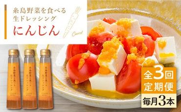 [全3回定期便][ ご家庭用 ] 糸島 野菜 を 食べる 生 ドレッシング ( 人参 × 3本 ) [糸島][糸島正キ] 