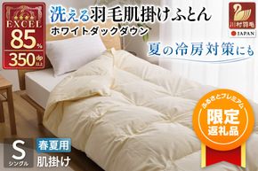 【ふるプレ限定品】 【春夏用】洗える 羽毛 布団 掛け布団 夏 春 肌掛け布団 シングル ホワイトダックダウン 85% 0.3kg 無地 アイボリー 羽毛布団 布団 ふとん 羽毛 肌掛け 掛け布団 寝具 夏用 日本製 国産 抗菌防臭 無地 送料無料 コインランドリー [川村羽毛 山梨県 韮崎市 20743635]