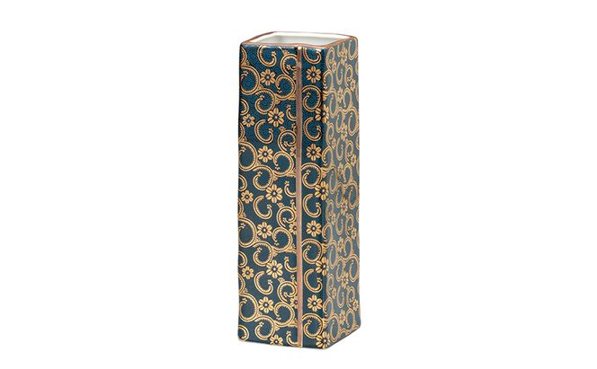 九谷焼　6号花瓶　青粒 