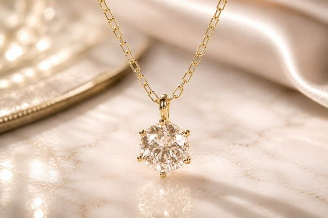 K18YG【0.20ct】６本爪一粒ダイヤモンドペンダントネックレス EmN0171-18Y SWCJ017-b