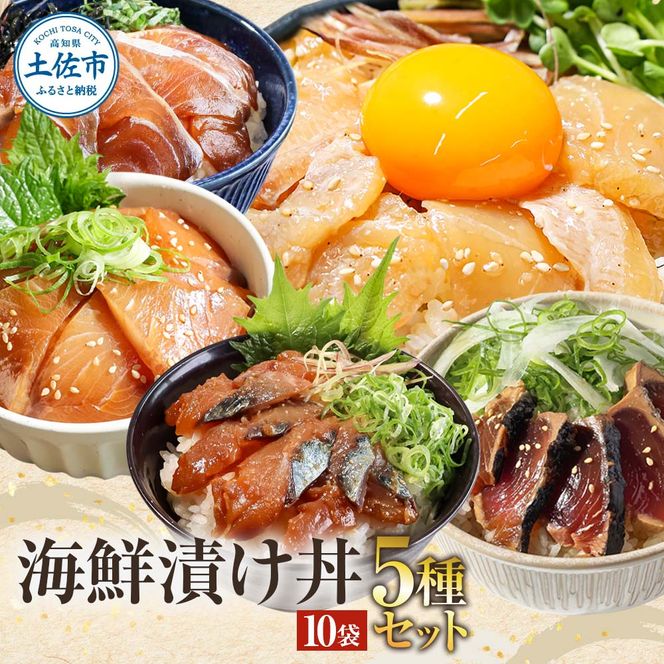 こだわり！土佐の海鮮丼の素 5種・各2袋セット【鰹タタキ漬け入り！】小分け 個包装 漬け丼 づけ丼 漬け丼の素 かつおのたたき カツオ さば 鯖 鯛 タイ カンパチ 勘八【企業組合　宇佐もん工房】 [BQAB021]