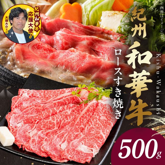 BN6100_G_【紀州和華牛】ロースすき焼き 500g　【ギフト用】★折箱（肉用）