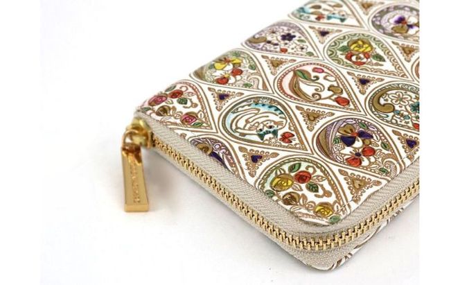 財布 大容量 ぐるっとファスナーの長財布 花と猫 ミックス 文庫屋大関 お財布 サイフ 長財布 ロングウォレット ウォレット ファスナー長財布 大容量財布 革製品 革小物 本革 日本製 東京 東京都 墨田区