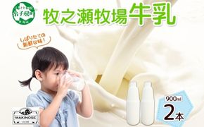 3455. 牧之瀬牧場 牛乳 900ml × 2本 牛乳 牛 乳 みるくミルク ノンホモジナイズド牛乳 ノンホモ 脂肪 放牧 濃厚 搾りたて 甘い クリーミー クリーム まろやか さっぱり 冷蔵 北海道 弟子屈町