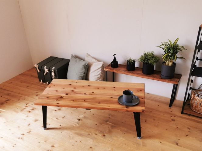 無垢材 折りたたみローテーブル ライトブラウン 約W100×D50cm｜リビング 子供部屋 収納 テーブル 無垢材 家具 本棚 収納 コンパクト 完成品 [2499]