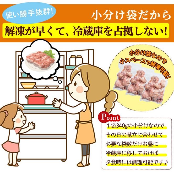 ＜先行予約受付中！2025年2月中に発送予定＞鶏肉 もも肉 小分け(計3.4kg・340g×10P) お肉 鳥肉 とり肉 カット済 国産 宮崎県産 唐揚げ から揚げ からあげ 冷凍 便利 【NK-01】【株式会社南九フーズ】