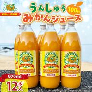 ZJ6061_和歌山有田産100% うんしゅうみかんジュース 970ml × 12本セット