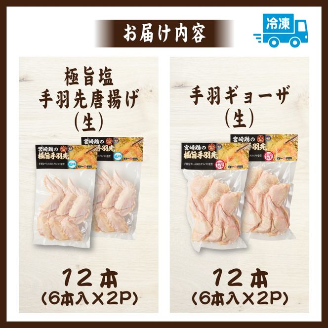 【手羽先サミット殿堂入り！】極旨塩 手羽先 唐揚げ 手羽ギョーザ セット 計24本（国産 鶏肉 手羽先 ギョウザ 餃子 塩 味付き 人気）