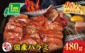 【1週間以内発送】希少　和牛入国産牛　ハラミ480g　秘伝の自家製タレ漬け【FO22W】