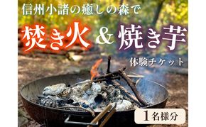 癒しの森で焚き火と焼き芋体験（1名様分）～「町に近い森」がある小諸にて　体験 チケット 自然 リフレッシュ