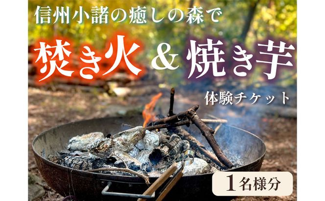 癒しの森で焚き火と焼き芋体験（1名様分）～「町に近い森」がある小諸にて　体験 チケット 自然 リフレッシュ