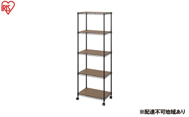 カラーメタルラック ウッドボード付き CMM-55165B ブラック ラック 棚 おしゃれ キャスター キャスター付 収納ラック キッチン ウッドボード付き メタルラック メタル カラーラック 収納 リビング 寝室 かわいい アイリスオーヤマ 幅55