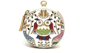 【文庫屋大関】マカロンポーチ ふくろう【皮革工芸品】 ポーチ ミニポーチ 小物入れ アクセサリー入れ イヤホン入れ 収納 保管ケース 手のひらサイズ  本革 革 皮革 工芸品 工芸 雑貨 ギフト プレゼント 日本製 東京