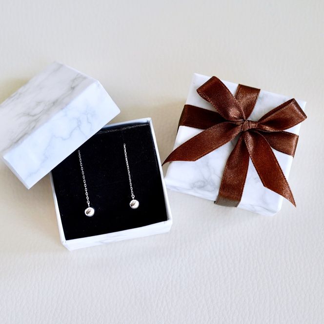 K18WG(18金) ホワイトゴールド 地金 ボール チェーン ピアス シンプル 保証書付 KO-0073 242-033-b