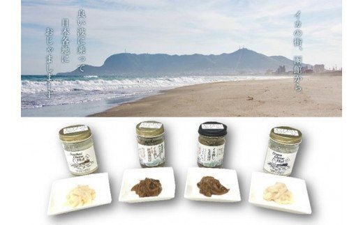 函館 波乗りイカさん4本＆波座塩辛3個セット 波座塩辛 いか塩辛 塩辛 生造り塩辛 粒うに入り塩辛 明太子入り クリームチーズ 肝醤油 イカ刺ししょうが漬け スモークチーズいか 塩辛 珍味 海鮮 海の幸 おつまみ おかず 北海道 函館市 はこだて ふるさと納税 送料無料_HD084-005
