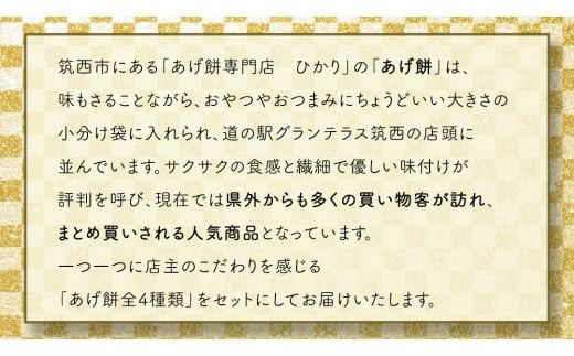 人気の あげ餅 アソート 全4種類 × 2セット（計 8袋 入り） 煎餅 せんべい あげもち おかき 揚げ餅 おやつ あげもち 食べ比べ モチ もち [BW085ci]