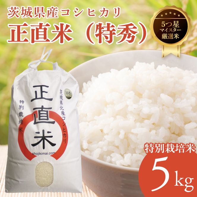 ★五つ星マイスター★【令和7年産】正直米こしひかり（特秀）5kg　特別栽培米 【 米 お米 精米 こしひかり コシヒカリ コンテスト 受賞  特別米  5kg】(BC202)