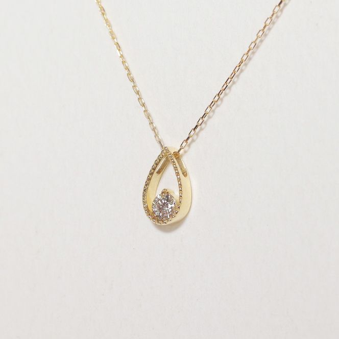 K18 0.10ct しずく一粒ダイヤモンドペンダント　BQ-220
