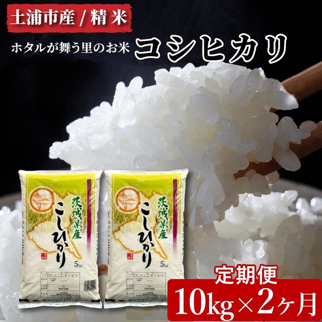 【先行予約】【定期便 2ヶ月】令和6年産　土浦市産コシヒカリ　精米10kg　ホタルが舞う里のお米　※離島への配送不可　※2024年9月上旬～2025年8月上旬頃より順次発送予定