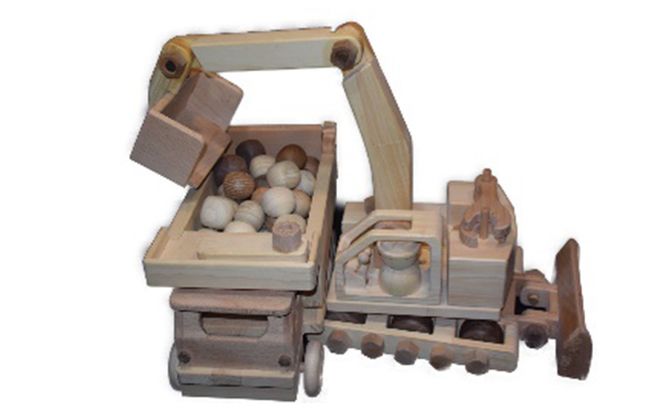 手づくり木のおもちゃ　ショベルカー 玩具 子供用 