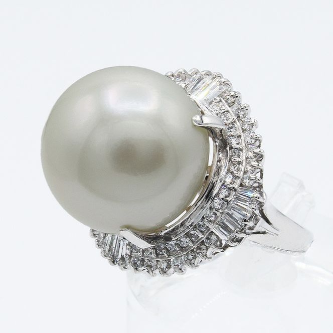 白蝶真珠 パール リング 16mm Pt900（15286） (BR-106)