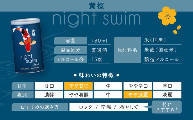 【黄桜】日本酒 night swim（180ml缶×30本）［ キザクラ カッパ 京都 お酒 日本酒  普通酒 清酒 缶 カップ酒 日常使い 地酒 ご当地 宅飲み 家飲み 晩酌 人気 おすすめ 定番 ギフト プレゼント 贈答 ご自宅用 お取り寄せ おいしい 送料無料 ふるさと納税 ］ 261009_B-DN62