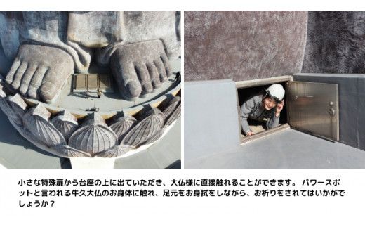 地上20ｍ 牛久大仏 足元 お身拭い 体験 ツアー ※ 平日限定 ※ （ 5名様まで ） 貸切 参加券 体験チケット 観光 ふるさと納税限定 [DR004us]
