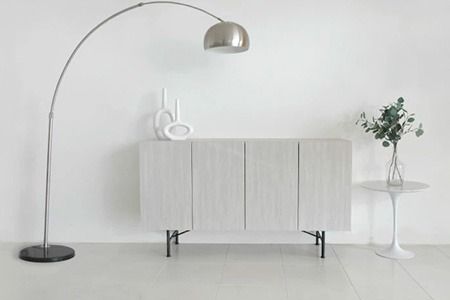 セロ 150サイドボード ライトグレイ【リビングボード サイドボード 紙漉き風模様 完成品 収納 家具】(H062274)