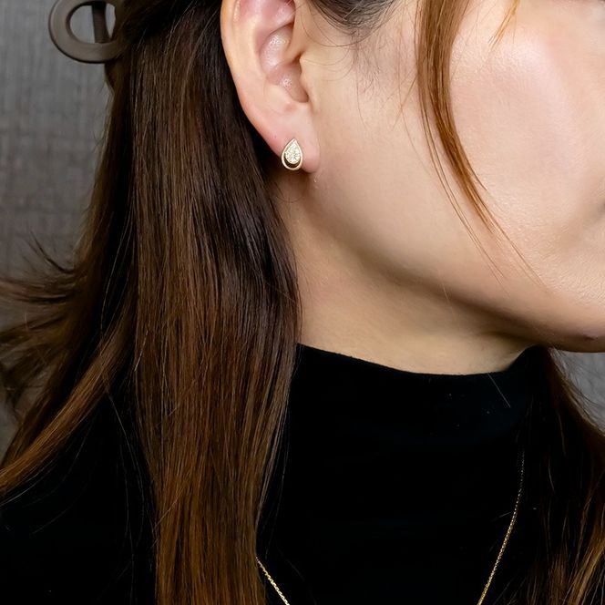 18金 キャッチのいらないピアス ドロップ ダイヤモンド K18YG 0.13ct ユニセックス 片耳 ピアス つけっぱなし イエローゴールドk18 キャッチナッシャー 260206bd400dyubp SWAA388