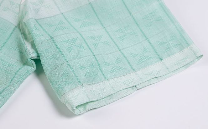 サマーシャツ（ミントグリーングラデーション / メンズ）琉球織物 両面浮花織 ファッション フォーマル カジュアル 冠婚葬祭 / 沖縄市 FABRIC SHOP MINAMI[BCCS007]