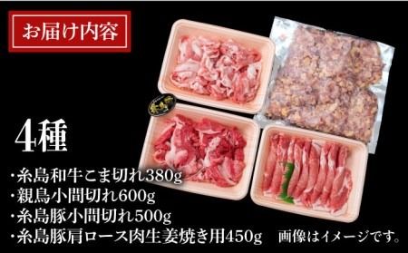 【全6回定期便】牛肉 豚肉 鶏肉 日常使いの精肉セット 1,930g 4～5人前 4種《糸島》【糸島ミートデリ工房】 [ACA198] 糸島 和牛 牛肉 豚肉 鶏肉 BBQ 糸島 焼肉 国産